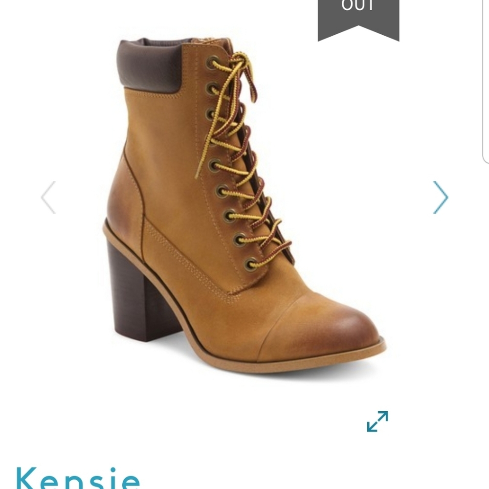 New 7.5 Leather Construction Booties with 3"  Heel - Picture 4 of 8